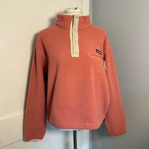 Columbia Fleece, Long-Sleeve 1/4 pull over w/snaps, Women's Large, Salmon color